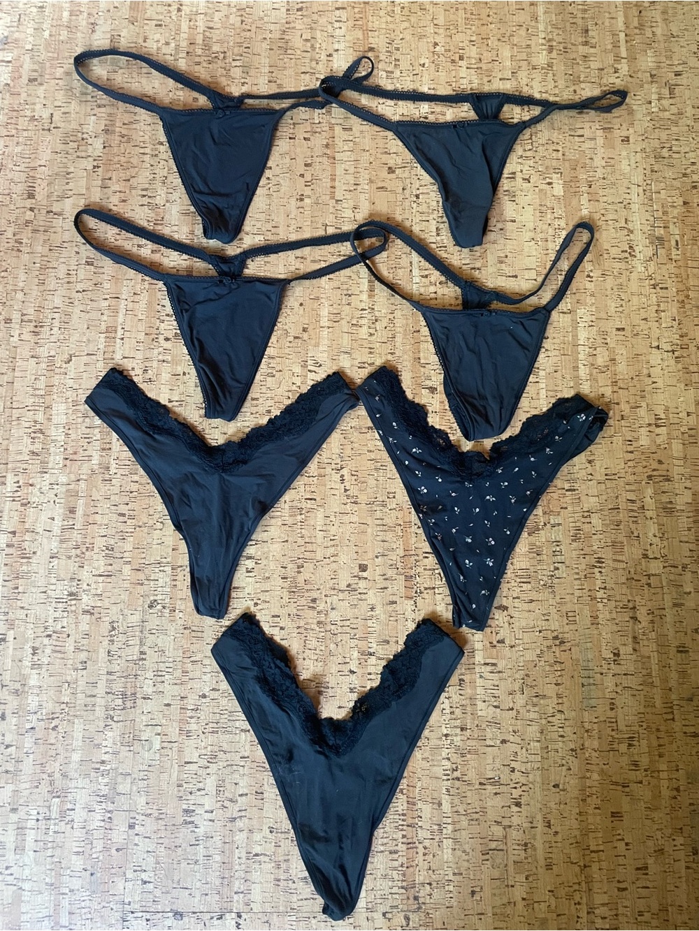 SKIMS Black Mixed Bikini & Thong Panty Set
